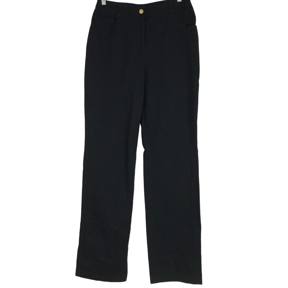 ST JOHN - WOMEN'S 6 - BLACK BUTTON WAIST CASUAL PANTS